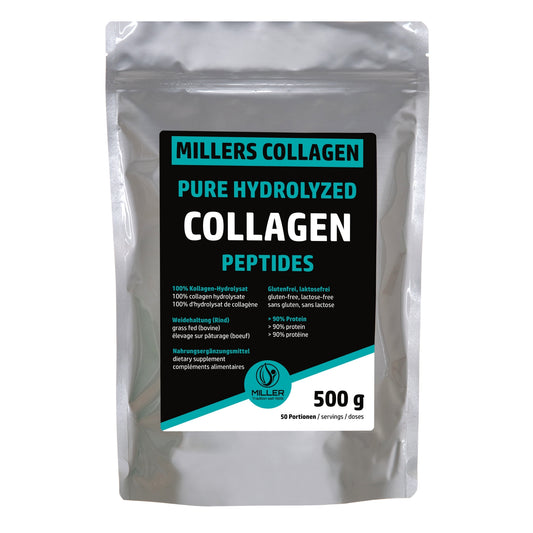 Millers Collagen Pure Hydrolyzed Peptides – 500 g Beutel mit über 90 % Protein. Produkt aus Weidehaltung, glutenfrei, laktosefrei und geschmacksneutral